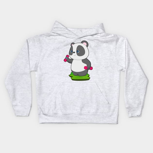 Panda Fitness Dumbbells Kids Hoodie by Markus Schnabel